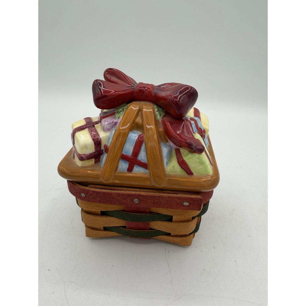 🎁🧺 Longaberger 2006 Little Gifts Basket w/ Pottery Topper Lid & Protector-EUC